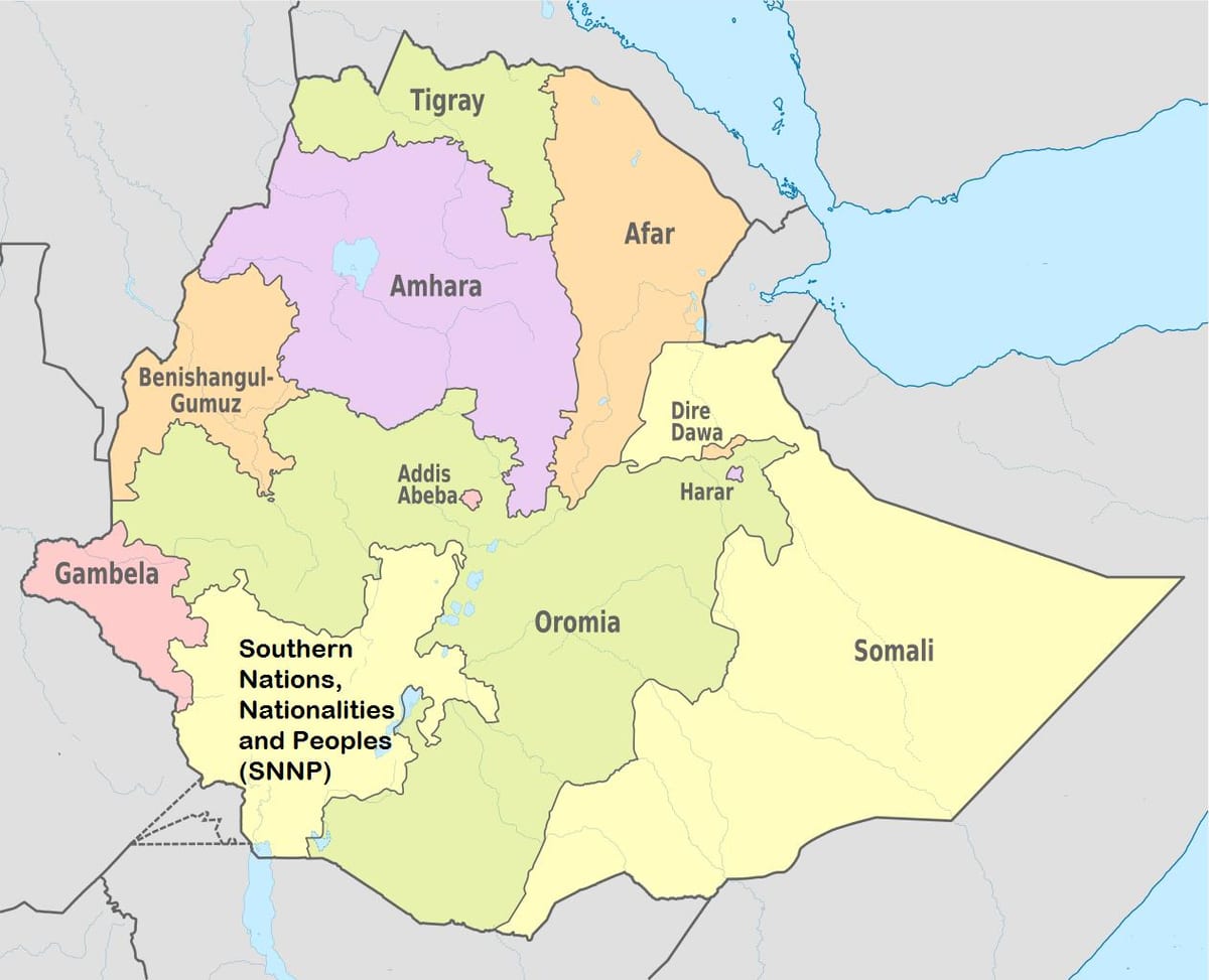 ਈਥੋਪੀਆ amhara ਖੇਤਰ ਦਾ ਨਕਸ਼ਾ