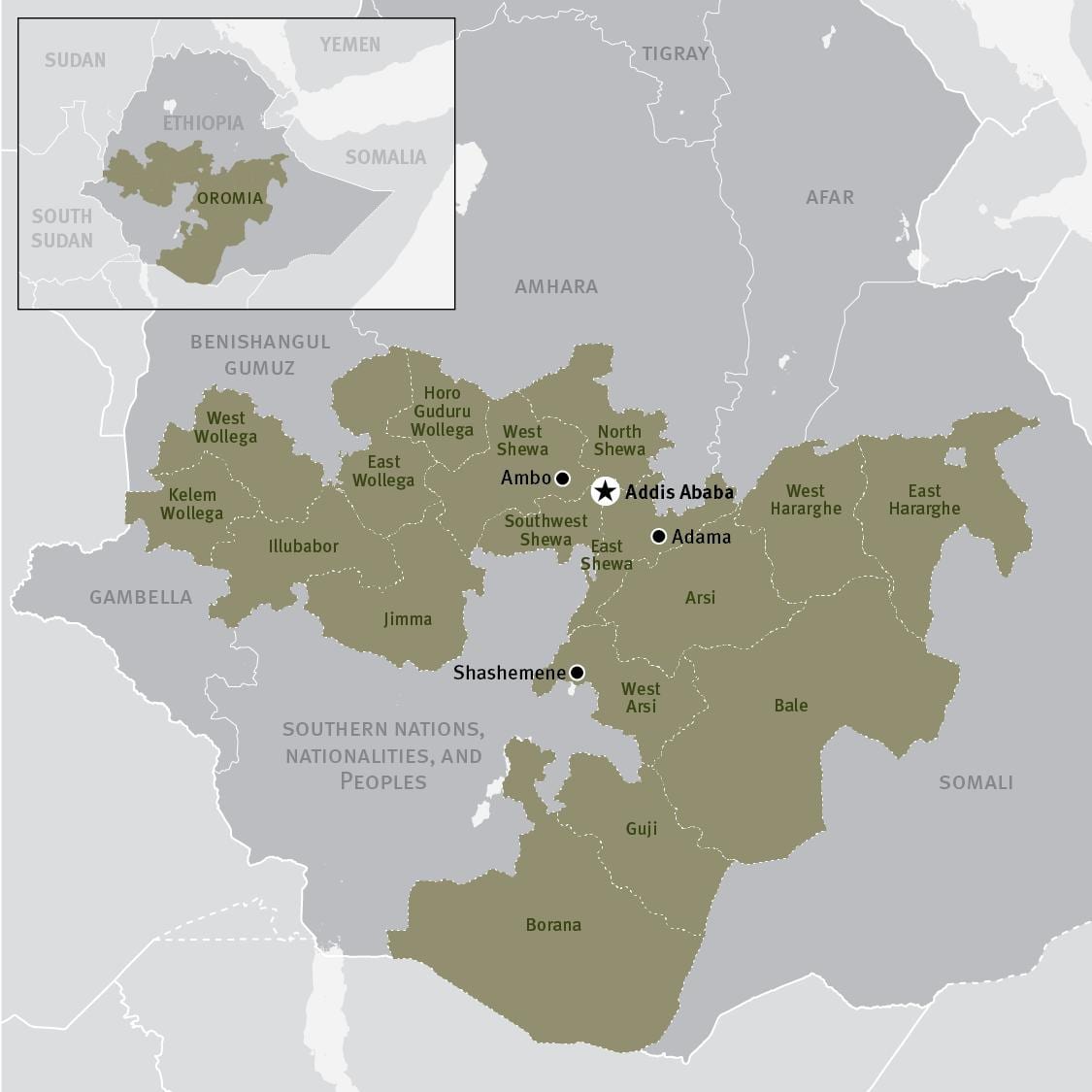 ਨਕਸ਼ਾ ਦੇ oromia ਖੇਤਰ ਵਿਚ ਈਥੋਪੀਆ