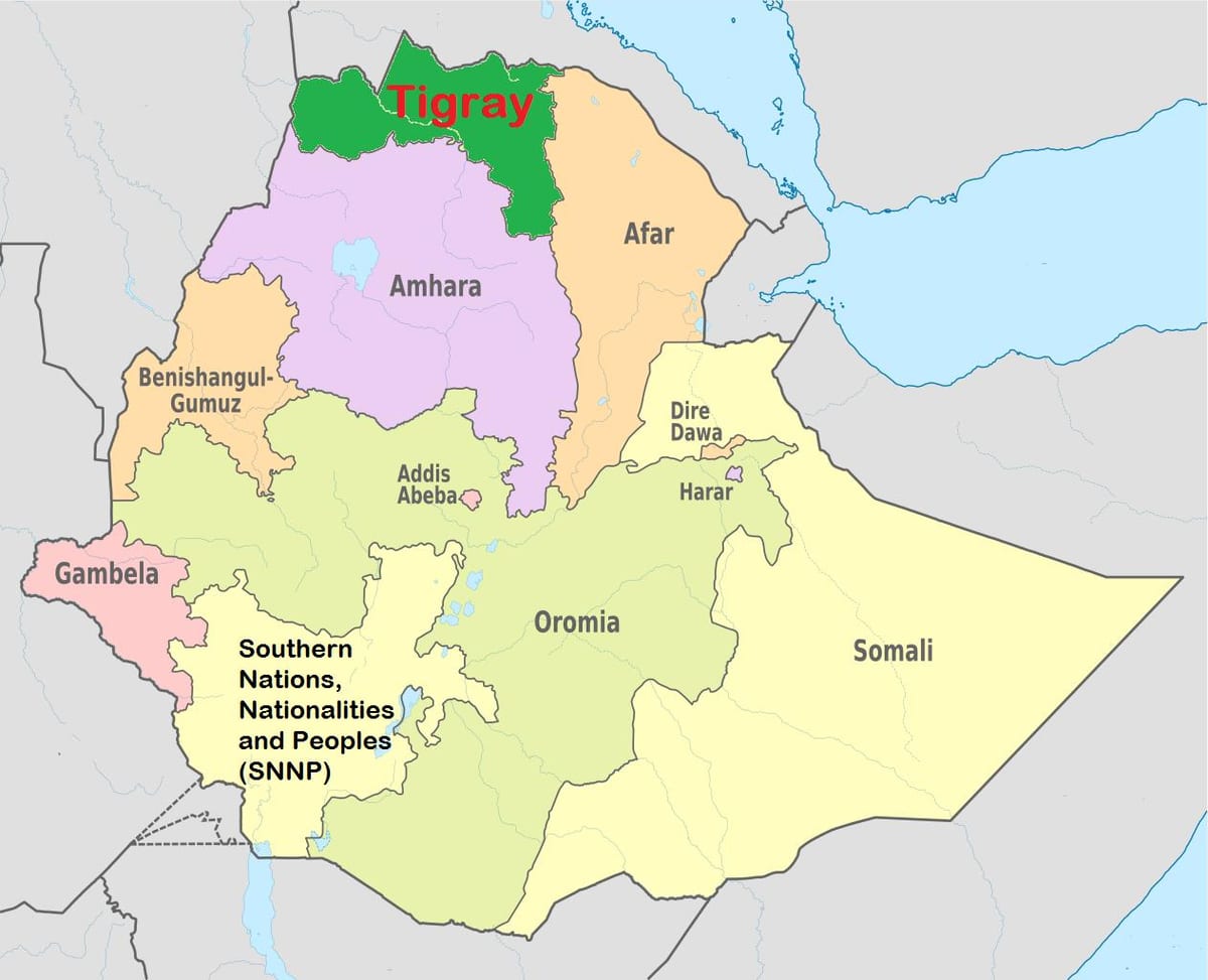 ਇਥੋਪੀਆਈ tigray ਨਕਸ਼ਾ