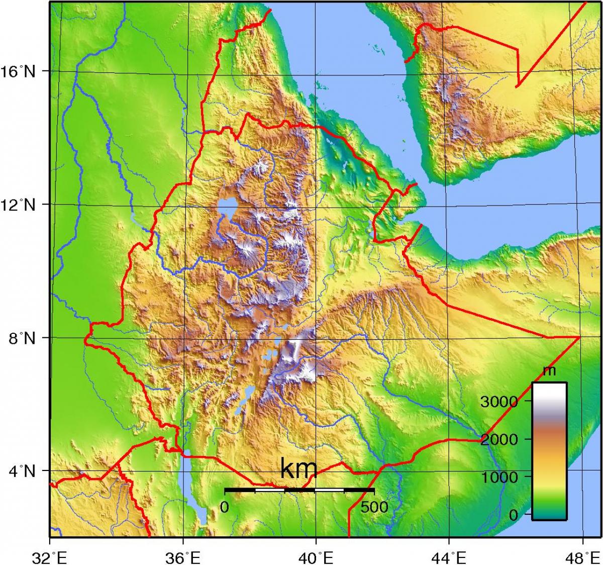 ਇਥੋਪੀਆ highlands ਅਫਰੀਕਾ ਨਕਸ਼ਾ